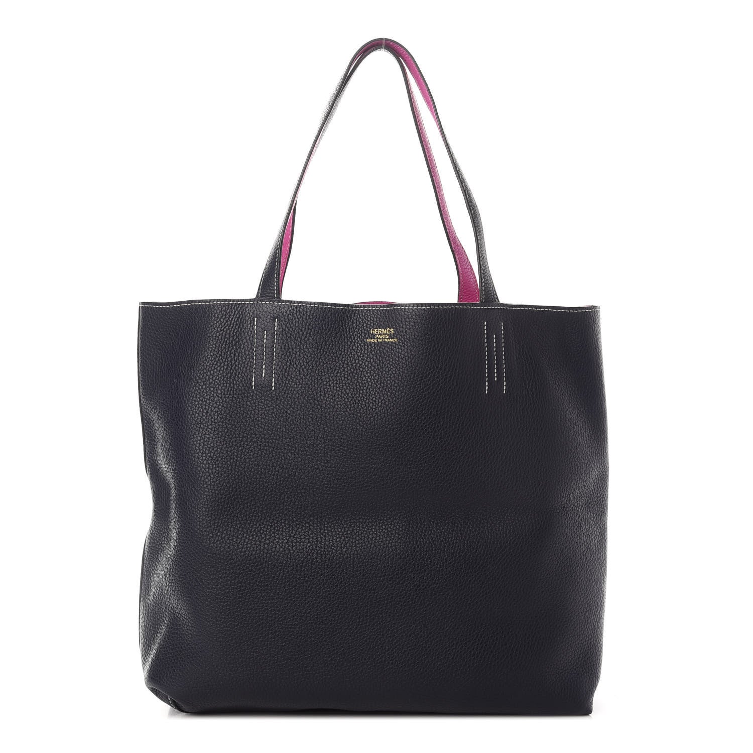 Hermes Taurillon Clemence Double Sens 36 Reversible Tote Bleu Nuit Magnolia 1 of 17