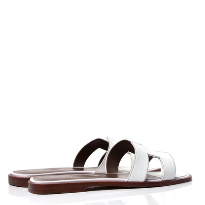Hermes Box Calfskin Oran Sandals 38 White 3 of 6