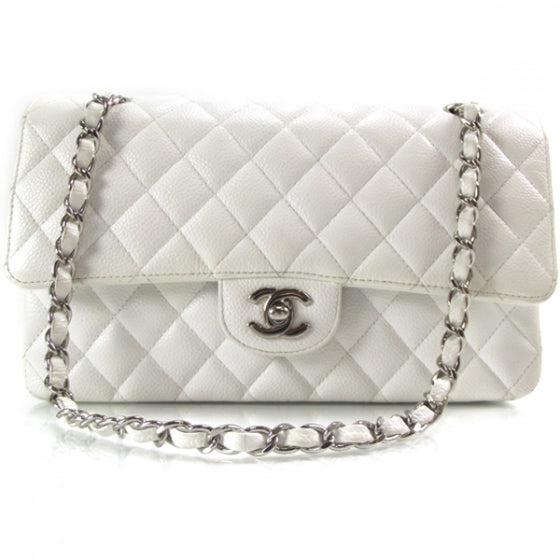 Chanel Caviar Quilted Medium Double Flap White 1 of 12