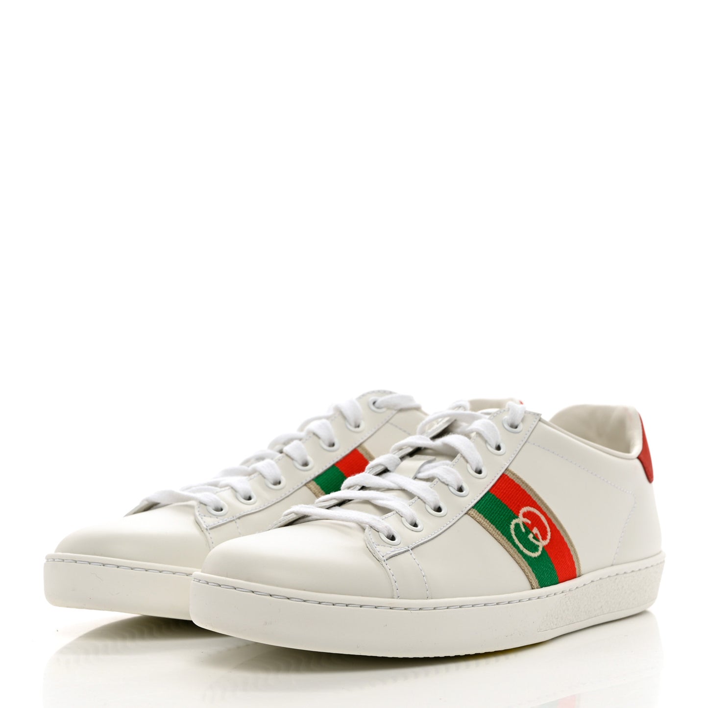 Calfskin Web Interlocking G Womens Ace Sneakers 40 White