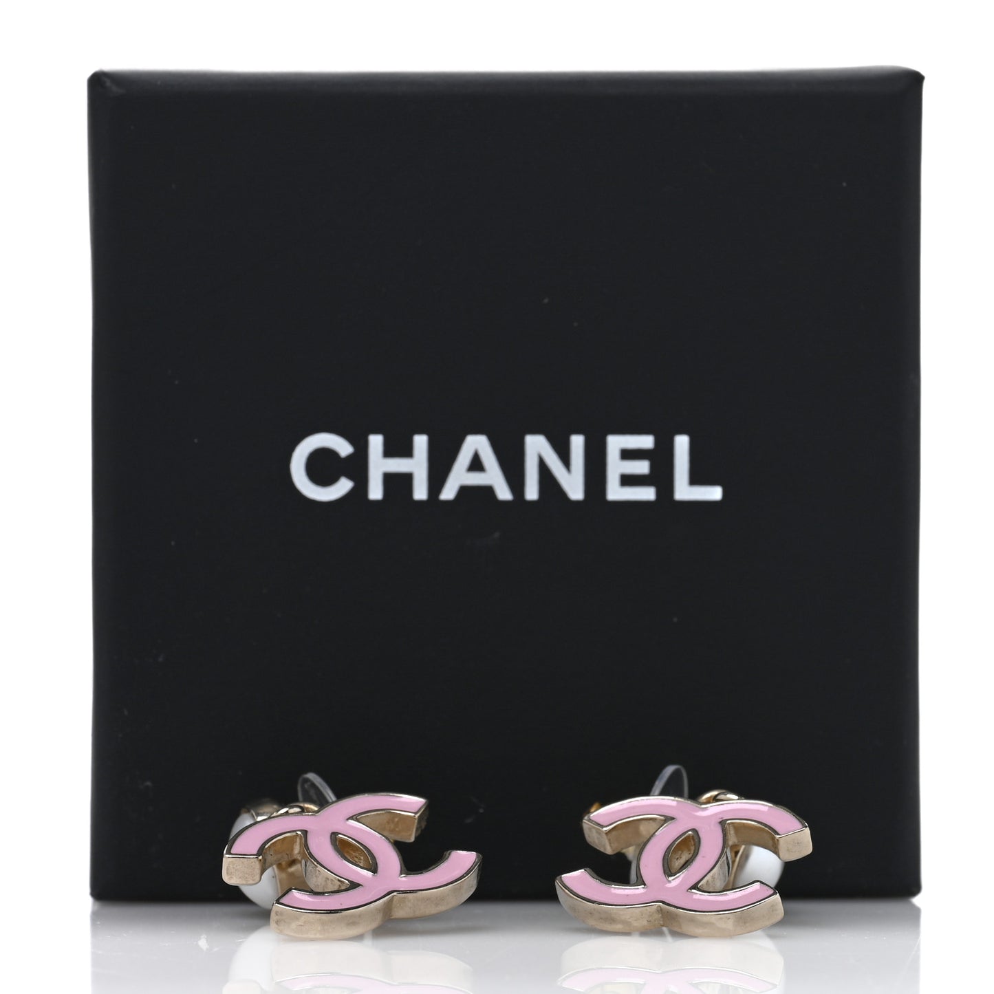 Pearl Enamel CC Drop Earrings Pink