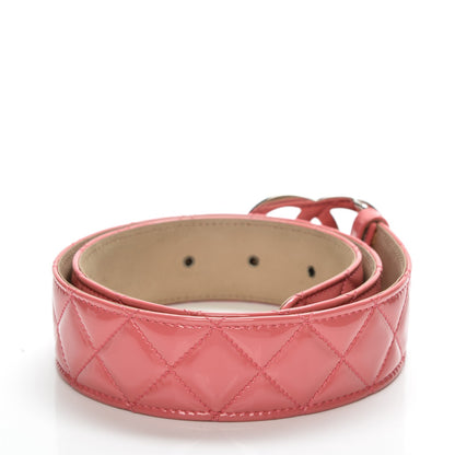 Chanel Patent Quilted CC Logo Wide Belt 80 32 Pink 3 of 7