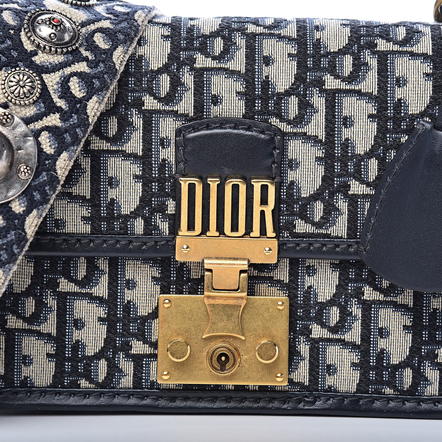 Oblique Small DiorAddict Flap Bag Navy Blue