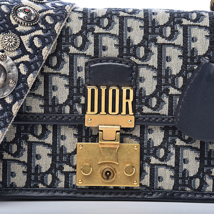 Christian Dior Oblique Small DiorAddict Flap Bag Navy Blue 9 of 10