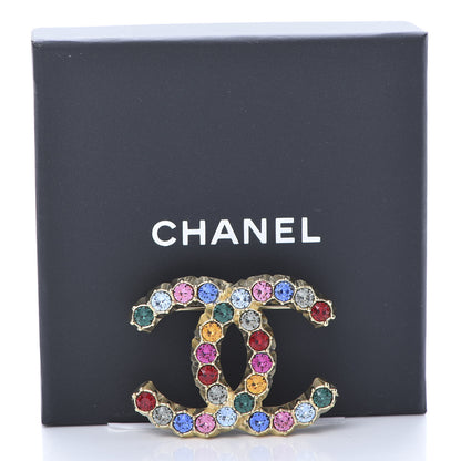 Chanel Crystal Over The Rainbow CC Brooch Gold Multicolor 5 of 5
