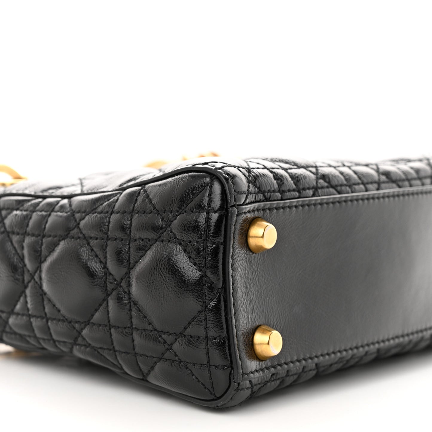 Crinkled Patent Cannage Small Lucky Badges My Lady Dior Black