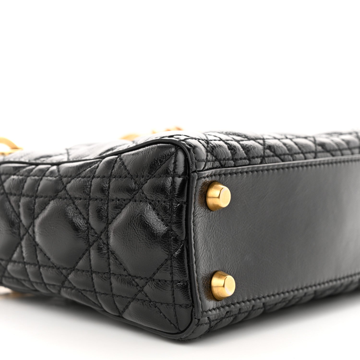 Christian Dior Crinkled Patent Cannage Small Lucky Badges My Lady Dior Black 9 of 11