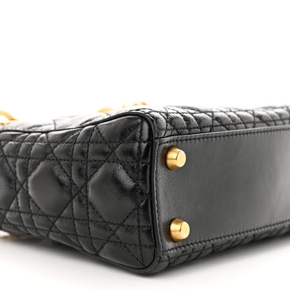 Christian Dior Crinkled Patent Cannage Small Lucky Badges My Lady Dior Black 9 of 11