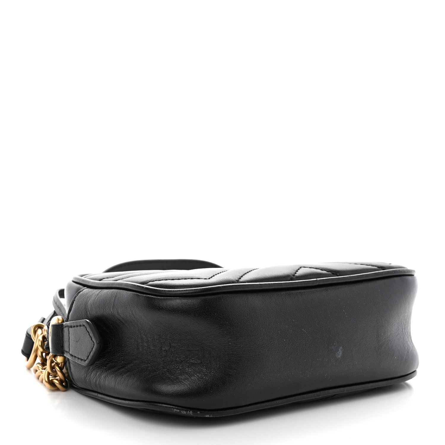 Gucci Calfskin Matelasse Mini GG Marmont Chain Shoulder Bag Black 4 of 16