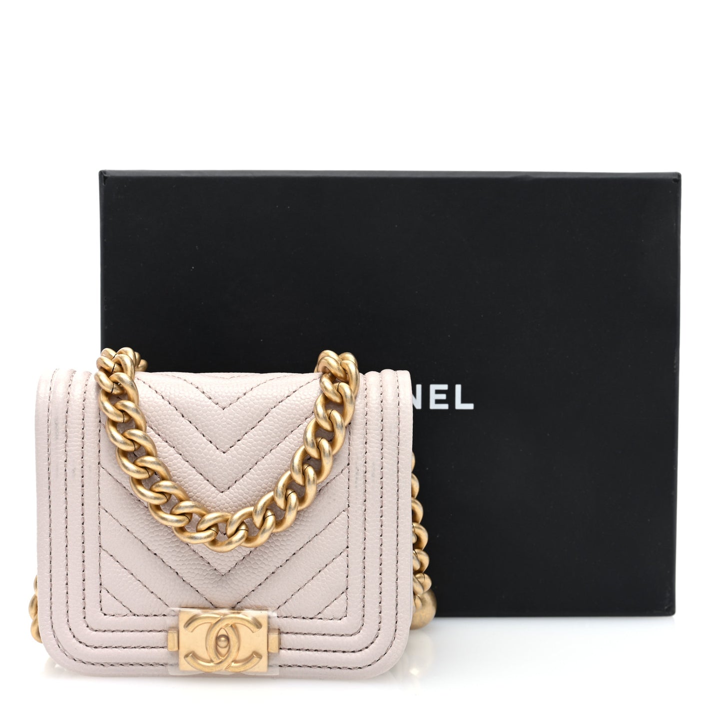 Caviar Chevron Boy Flap Waist Belt Bag Light Purple