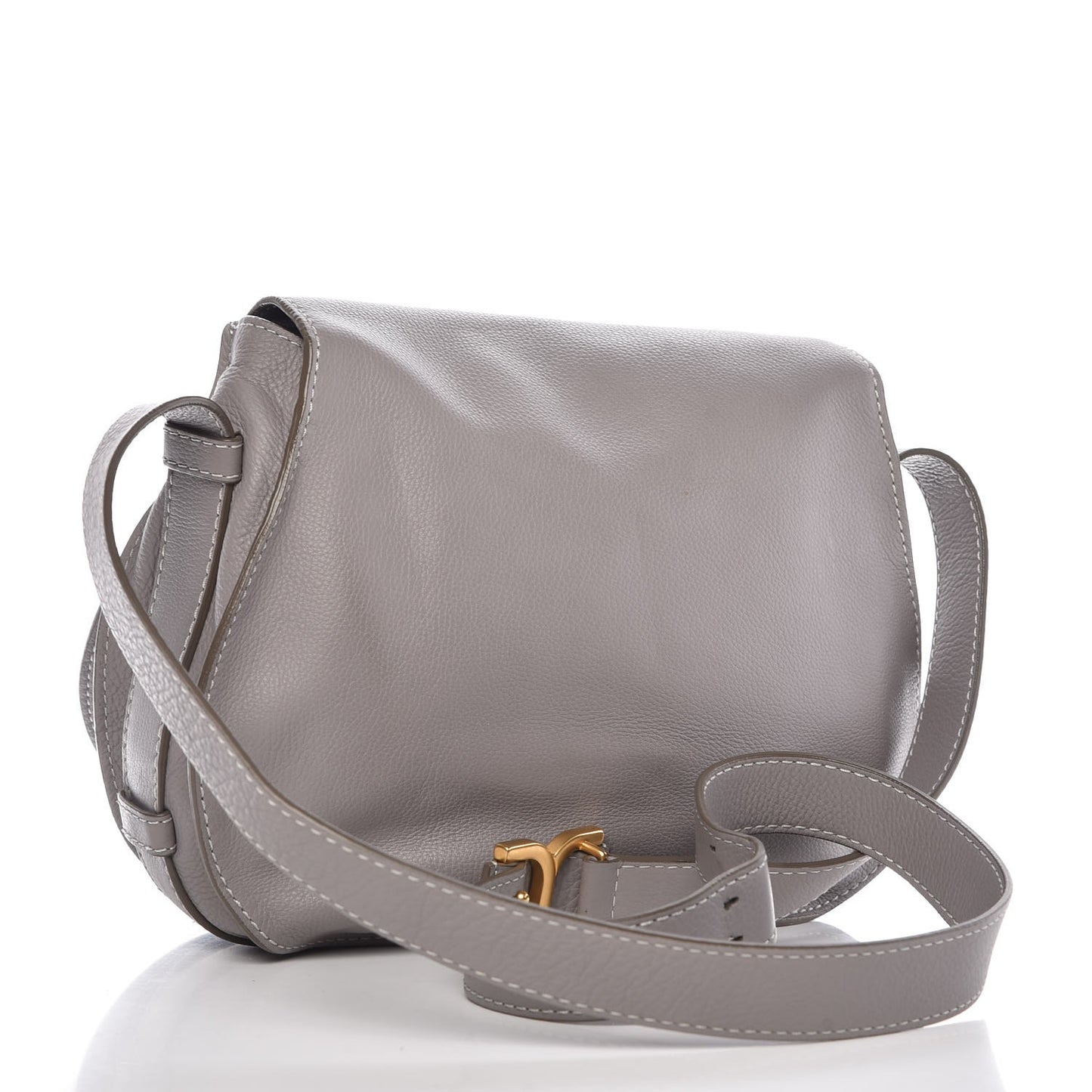 Calfskin Medium Marcie Round Crossbody Bag Cashmere Grey
