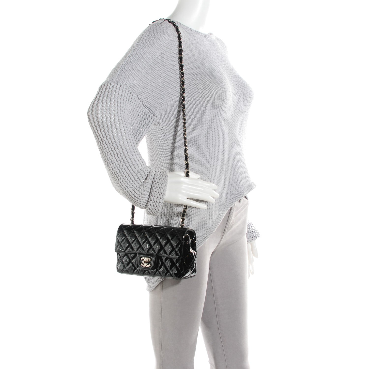 Chanel Patent Calfskin Quilted Mini Rectangular Flap Black 2 of 8