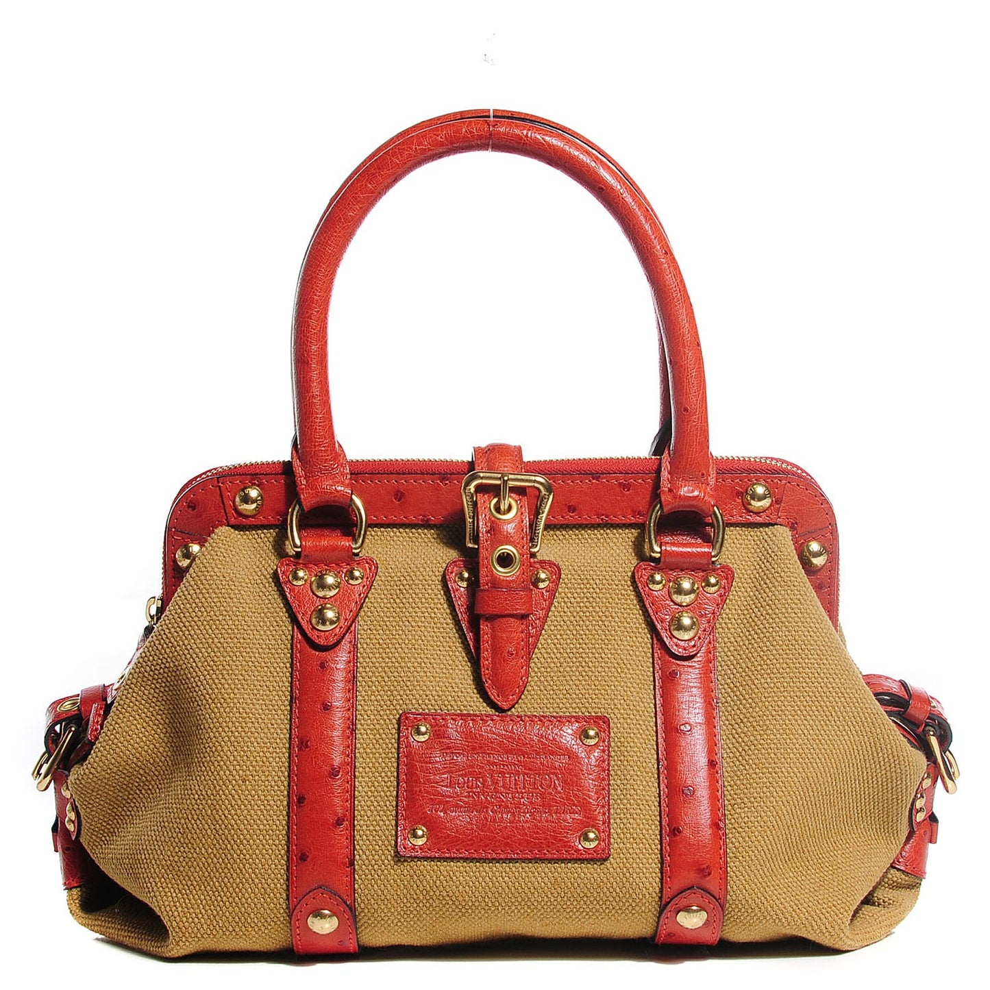Toile Ostrich Trianon Sac de Nuit GM Olive Rouille