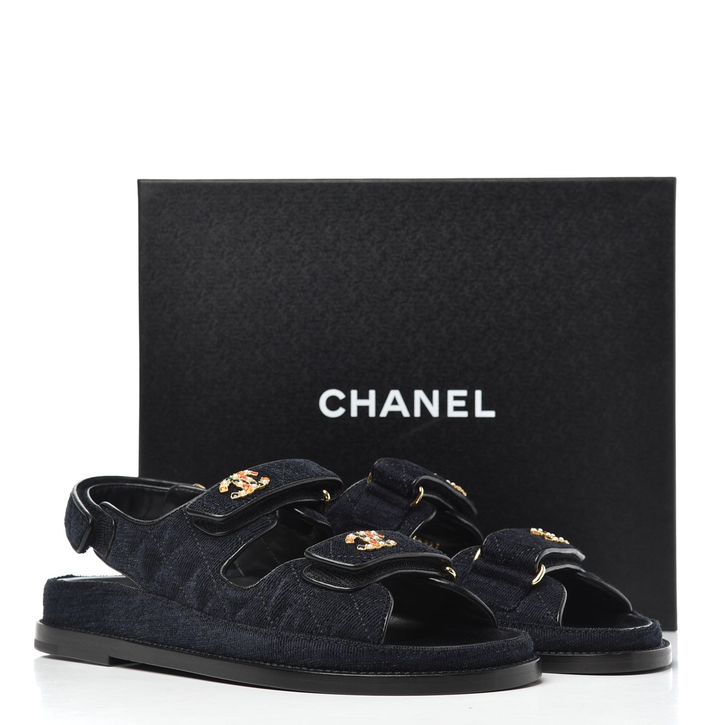 Denim Quilted Dad Sandals 38 Blue