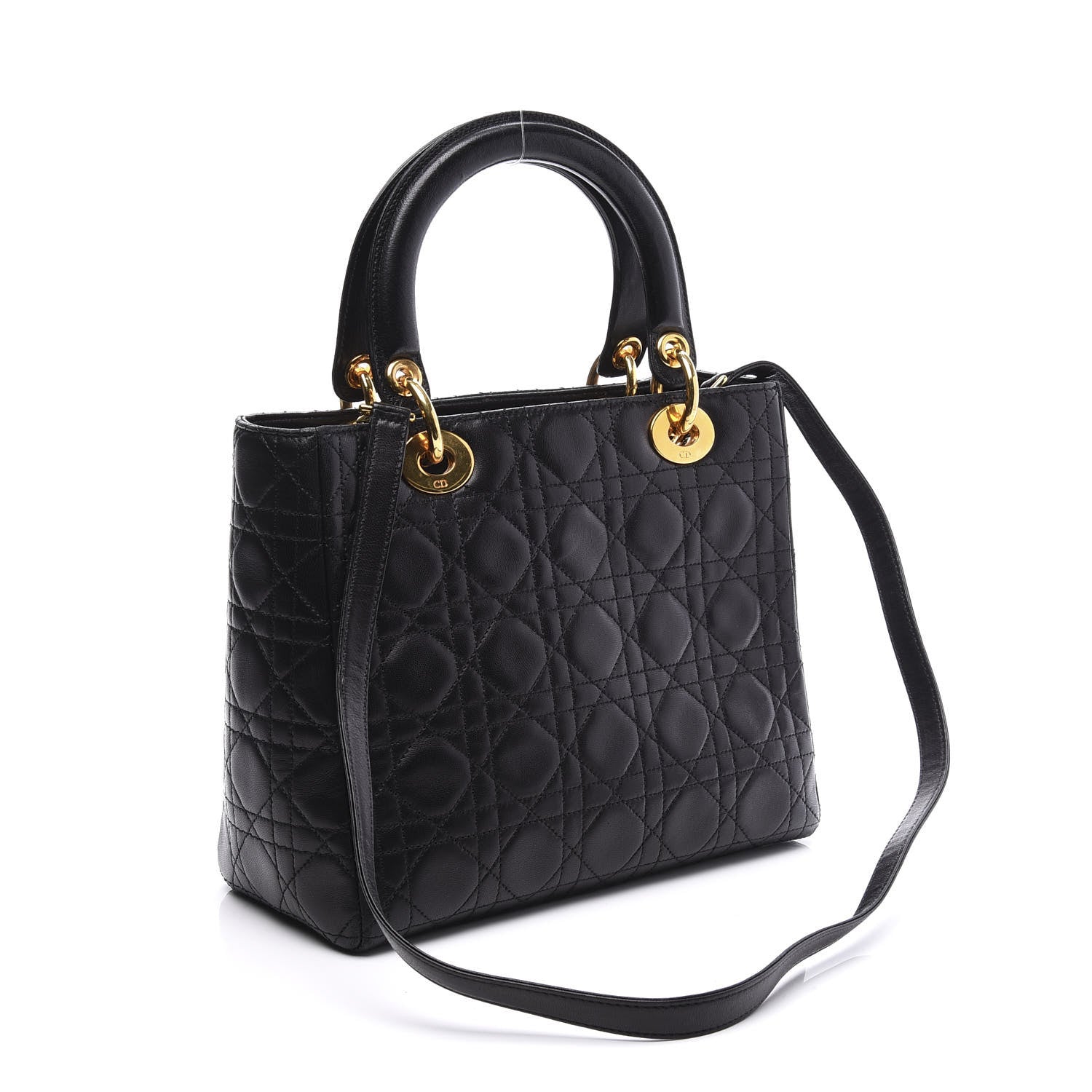 Christian Dior Lambskin Cannage Medium Lady Dior Black 2 of 10