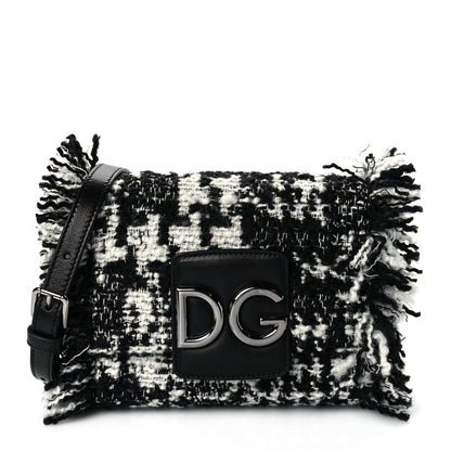 Dolce & Gabbana Tweed Mini Millennials Crossbody Bag Black White 1 of 9