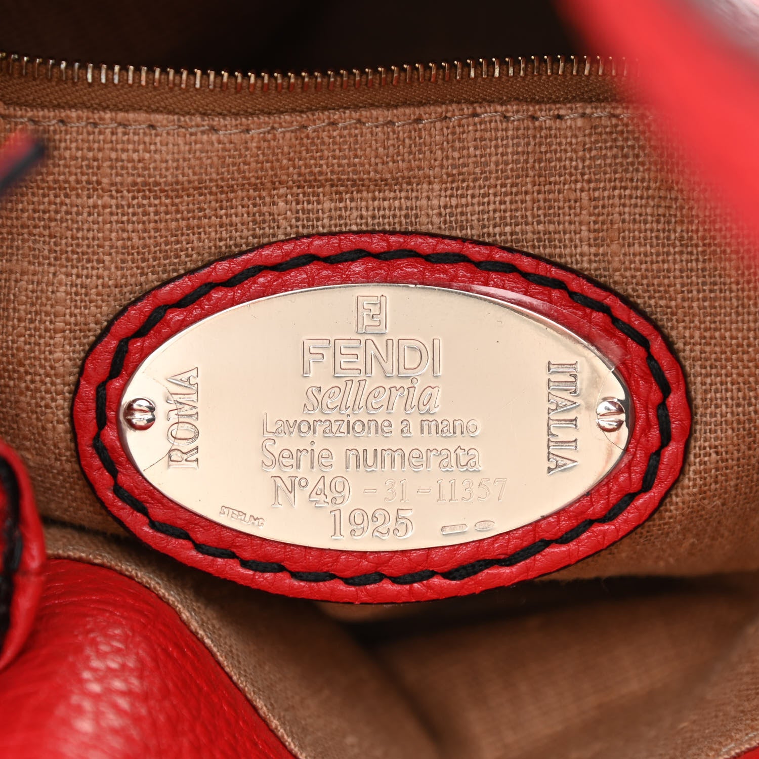 Fendi Cuoio Romano Selleria Pomodorino Tote Red 6 of 13