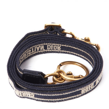 Christian Dior Canvas Embroidered Shoulder Strap Blue White 3 of 5