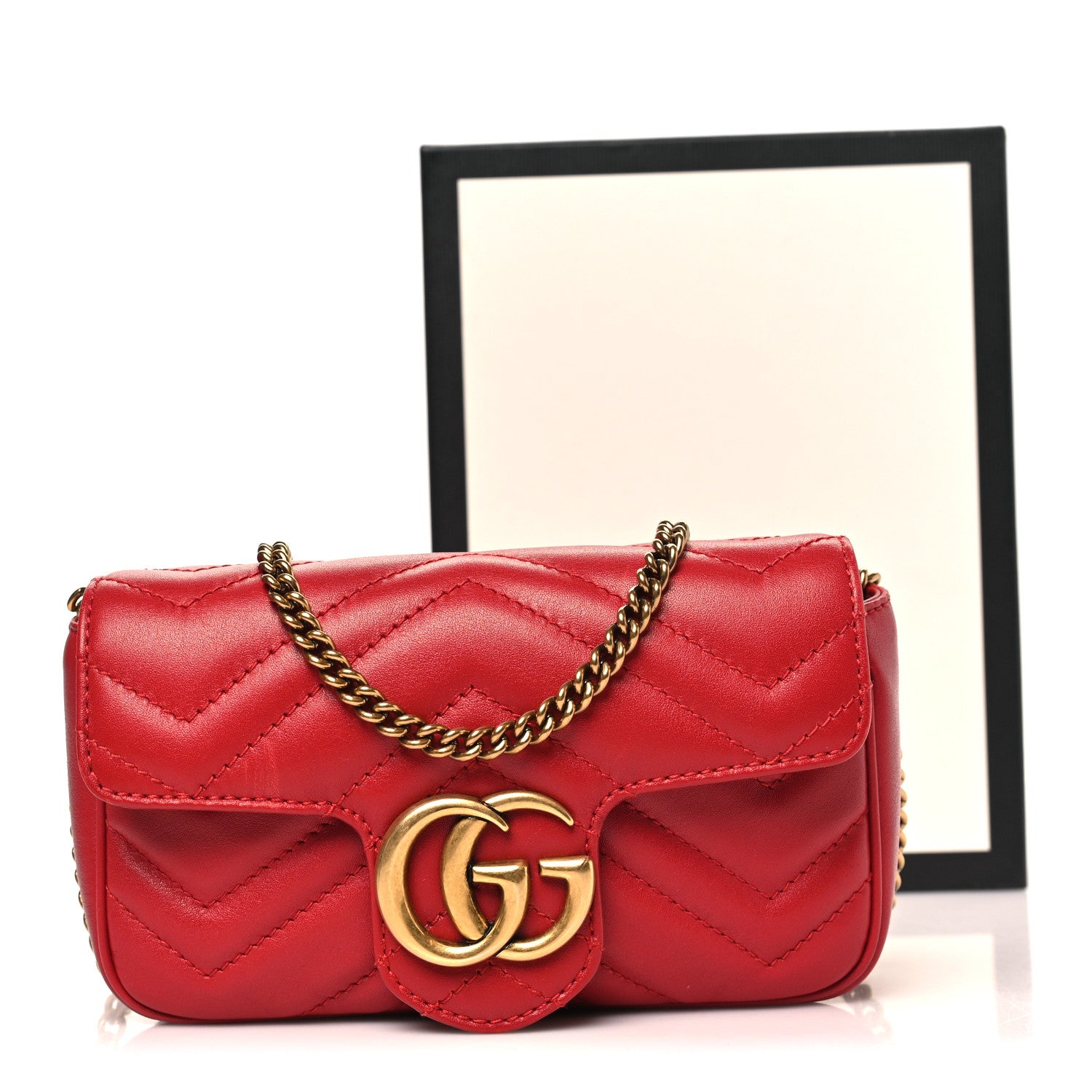 Gucci Calfskin Matelasse Super Mini GG Marmont Shoulder Bag