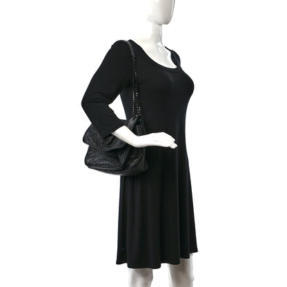 Saint Laurent Crinkled Calfskin Matelasse Monogram Medium Niki Chain Satchel Black 2 of 12