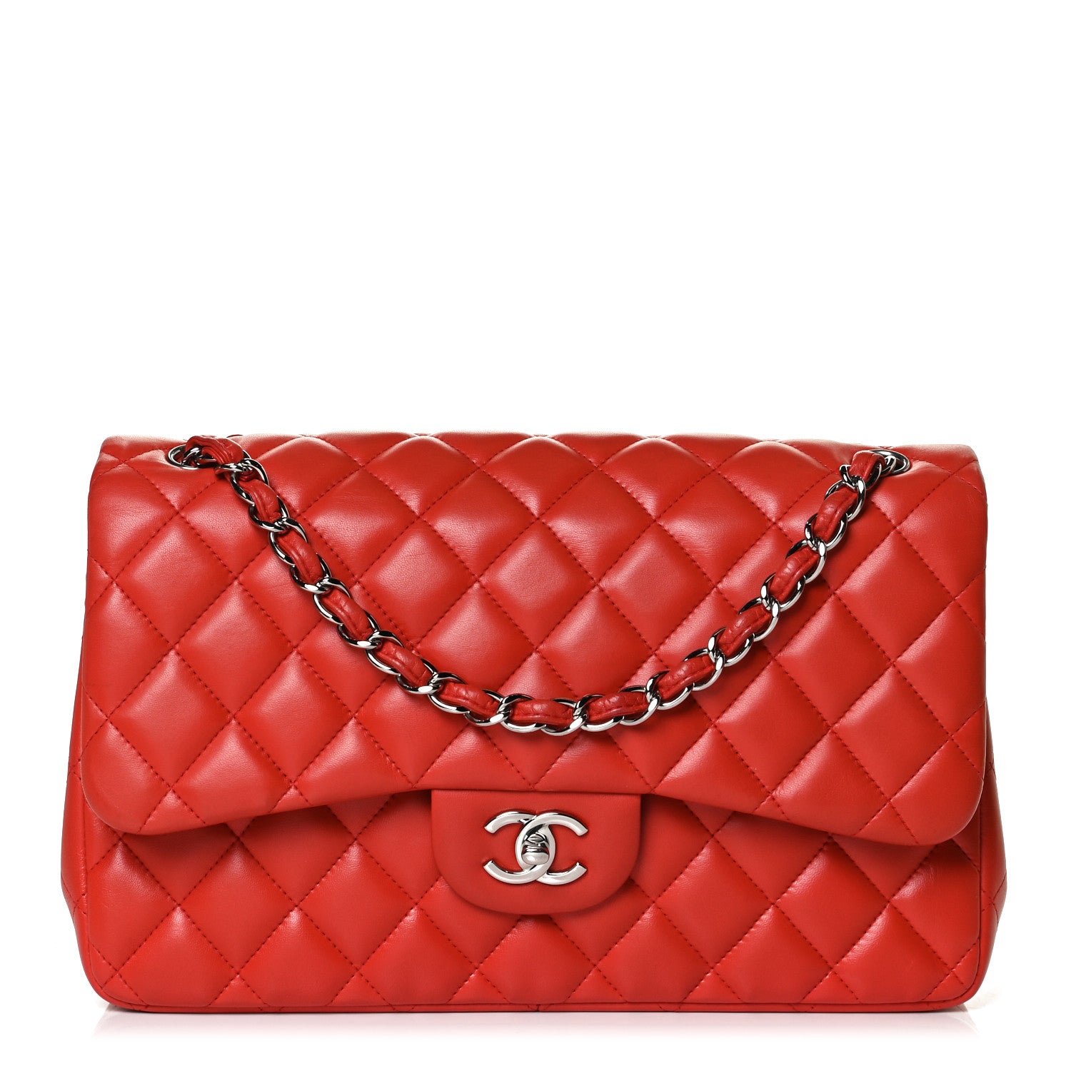 Chanel Lambskin Quilted Jumbo Double Flap Red 1 of 13