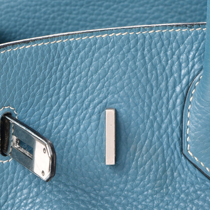 Hermes Taurillon Clemence Birkin 35 Blue Jean 26 of 40
