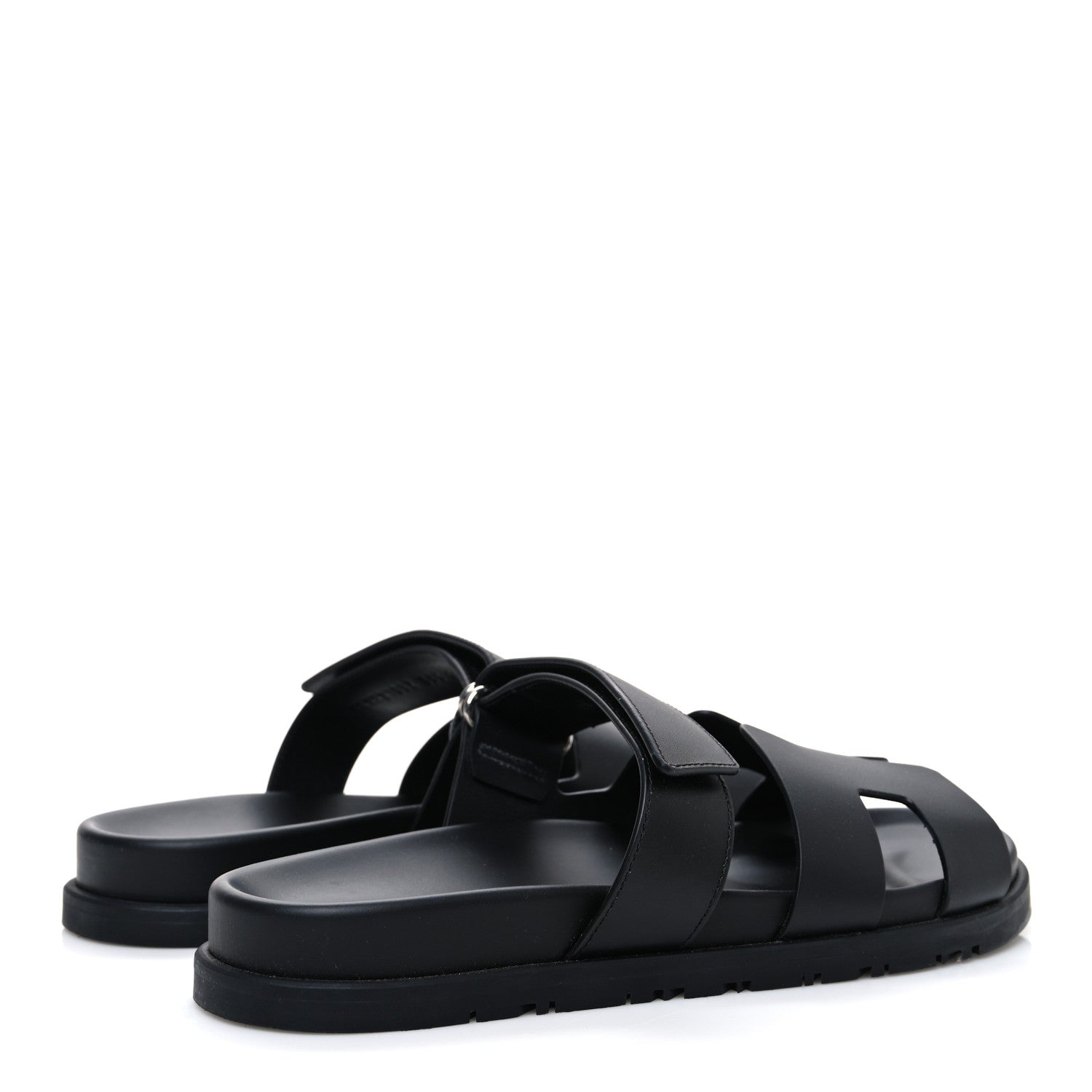 Hermes Calfskin Womens Chypre Sandals 38.5 Black 5 of 12