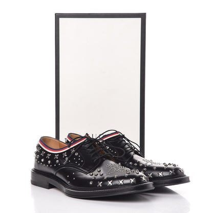 Gucci Calfskin Studded Mens Lace Up Loafers 10 Black 11 of 11