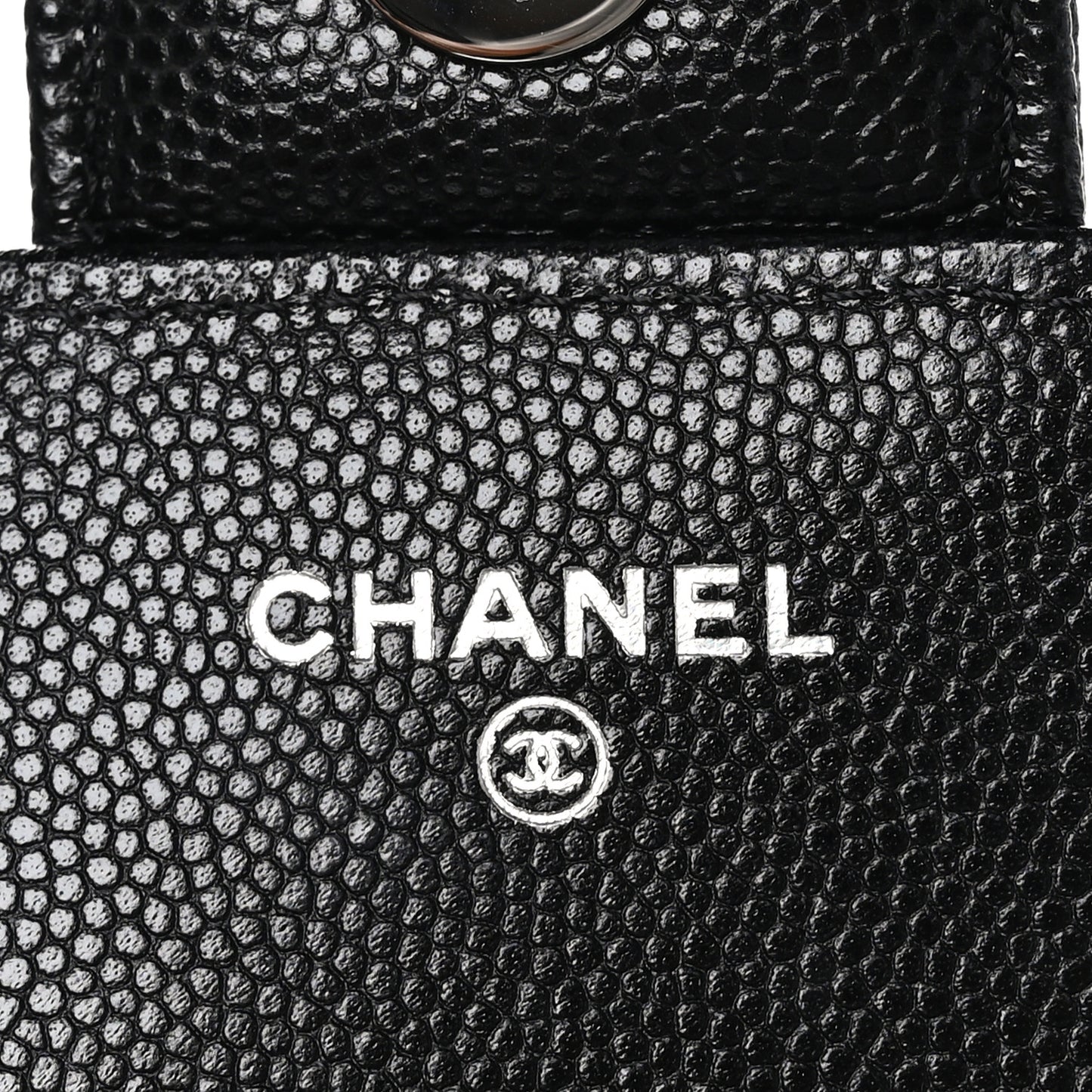 Caviar Quilted Glasses Case With Chain Black