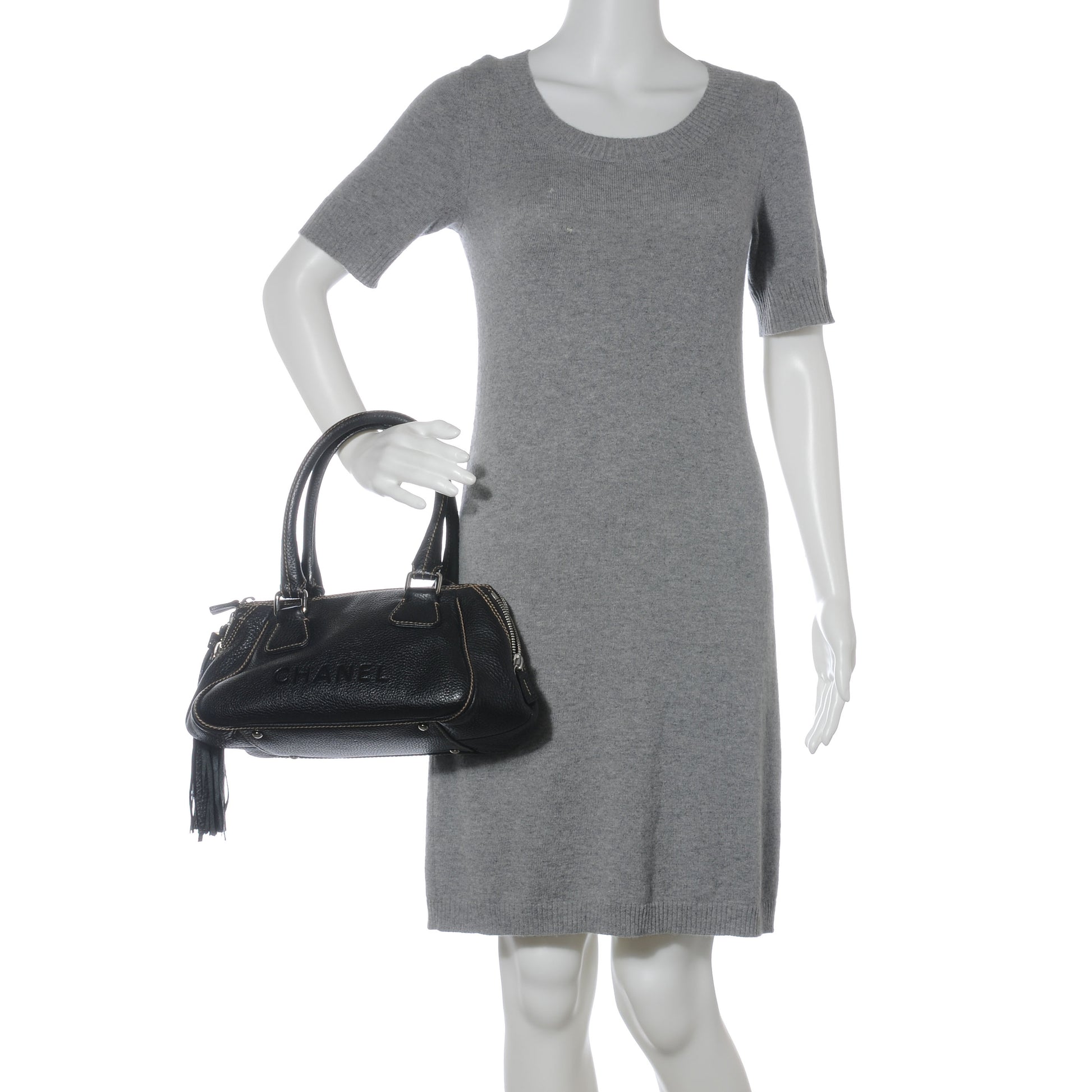Chanel Leather Medium Tassel Handbag Black 2 of 7