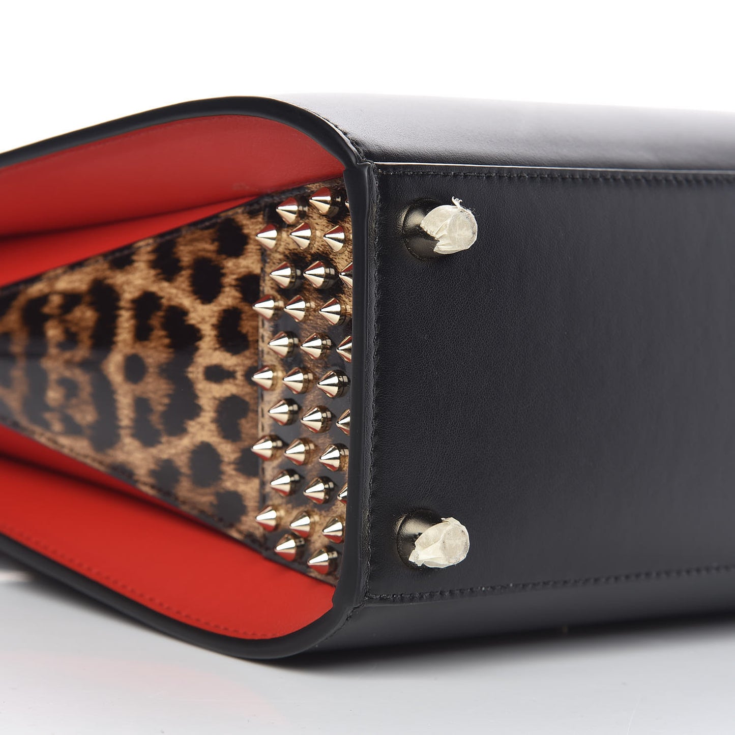 Calfskin Patent Leopard Studded Small Paloma Black
