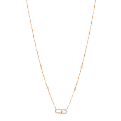 Messika 18K Rose Gold Diamond Move Uno Pave Necklace 1 of 4