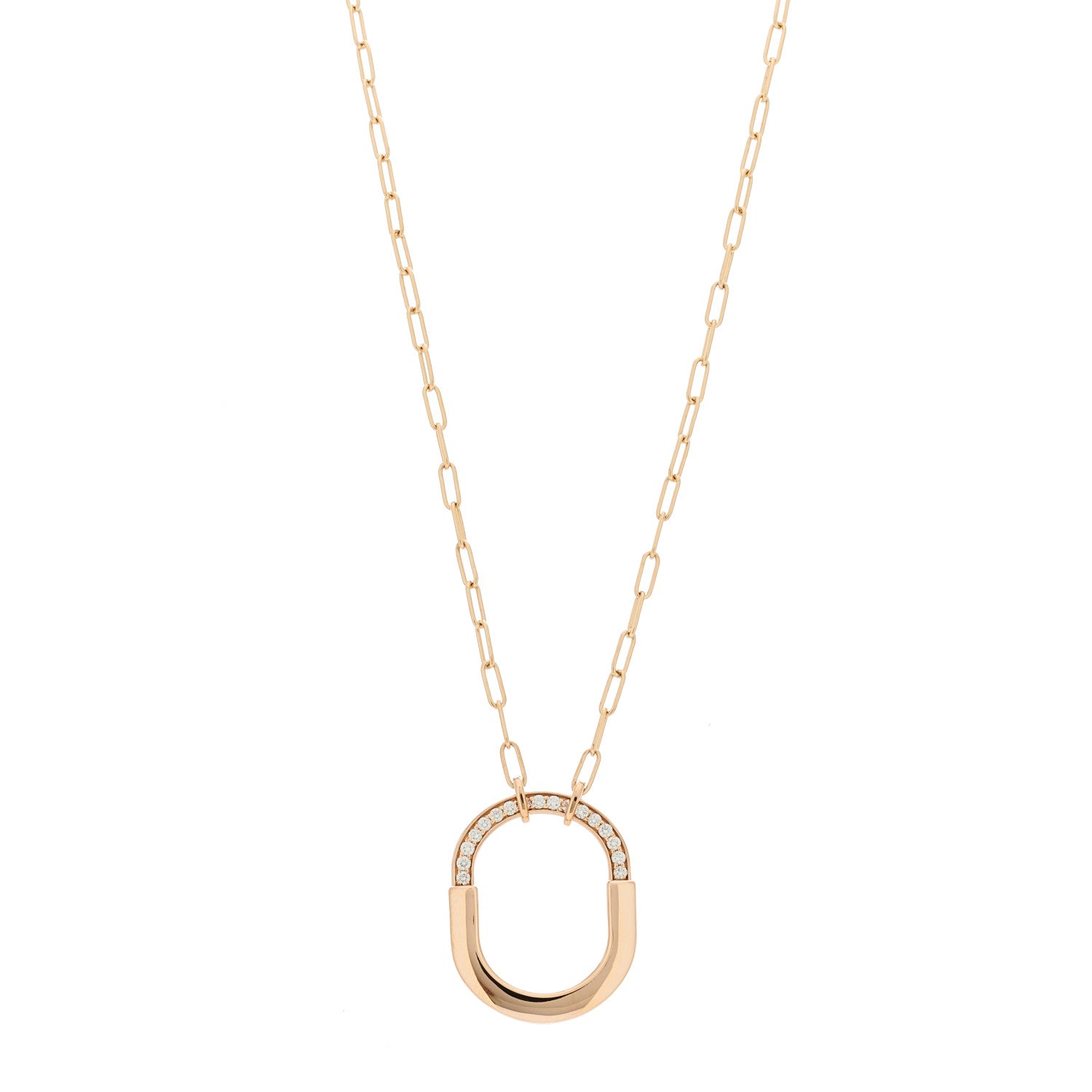 Tiffany 18K Rose Gold Diamond Medium Lock Pendant Necklace 1 of 6