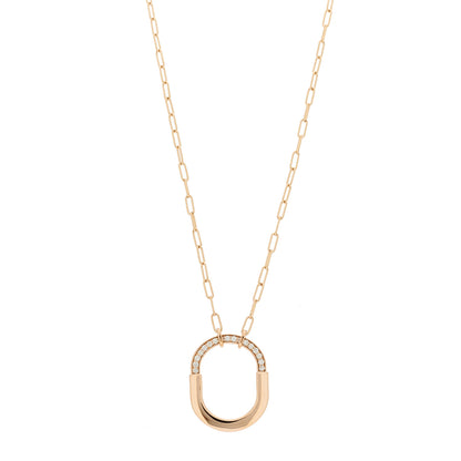 Tiffany 18K Rose Gold Diamond Medium Lock Pendant Necklace 1 of 6