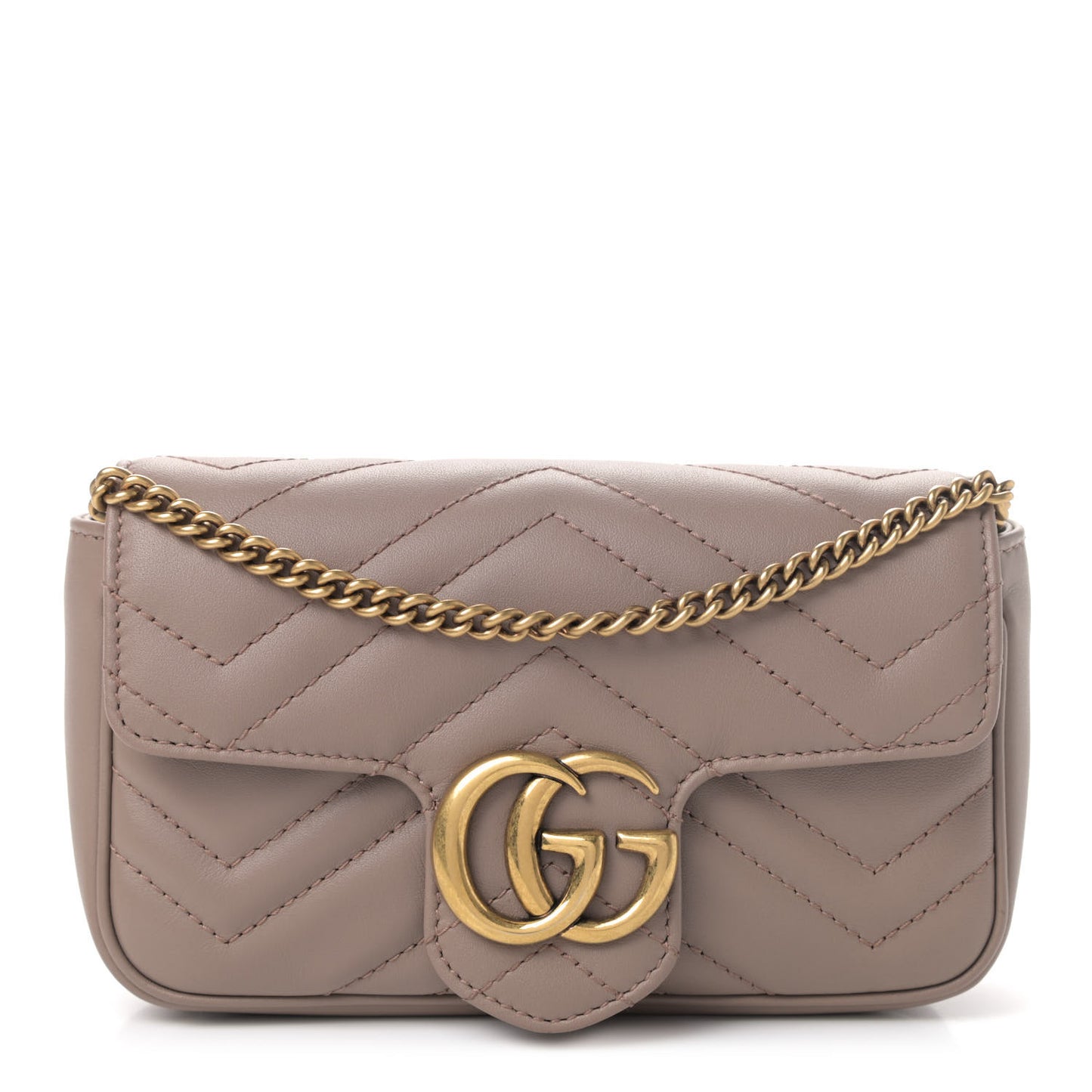 Calfskin Matelasse Super Mini GG Marmont Shoulder Bag Porcelain Rose