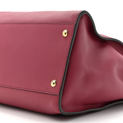 Fendi Vitello Seta Alacantara Large Peekaboo Iconic Satchel Black Cherry Fumo 9 of 13