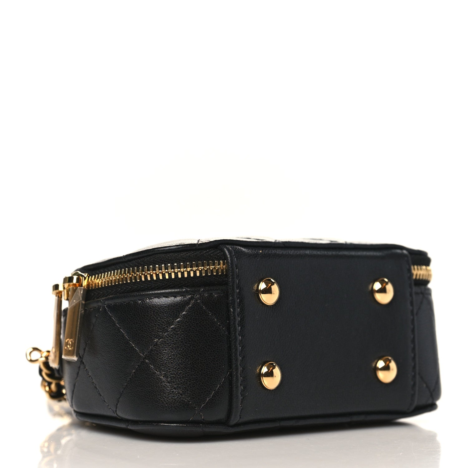 Chanel Lambskin Quilted Mini Chic Riviera Top Handle Vanity Case Black 3 of 9