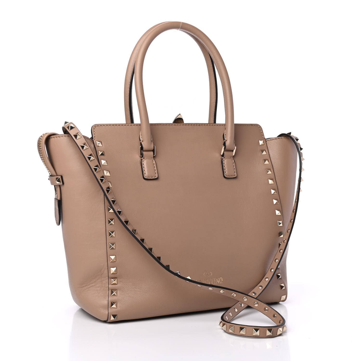 Valentino Garavani Vitello Rockstud Double Handle Tote Alpaca 2 of 4