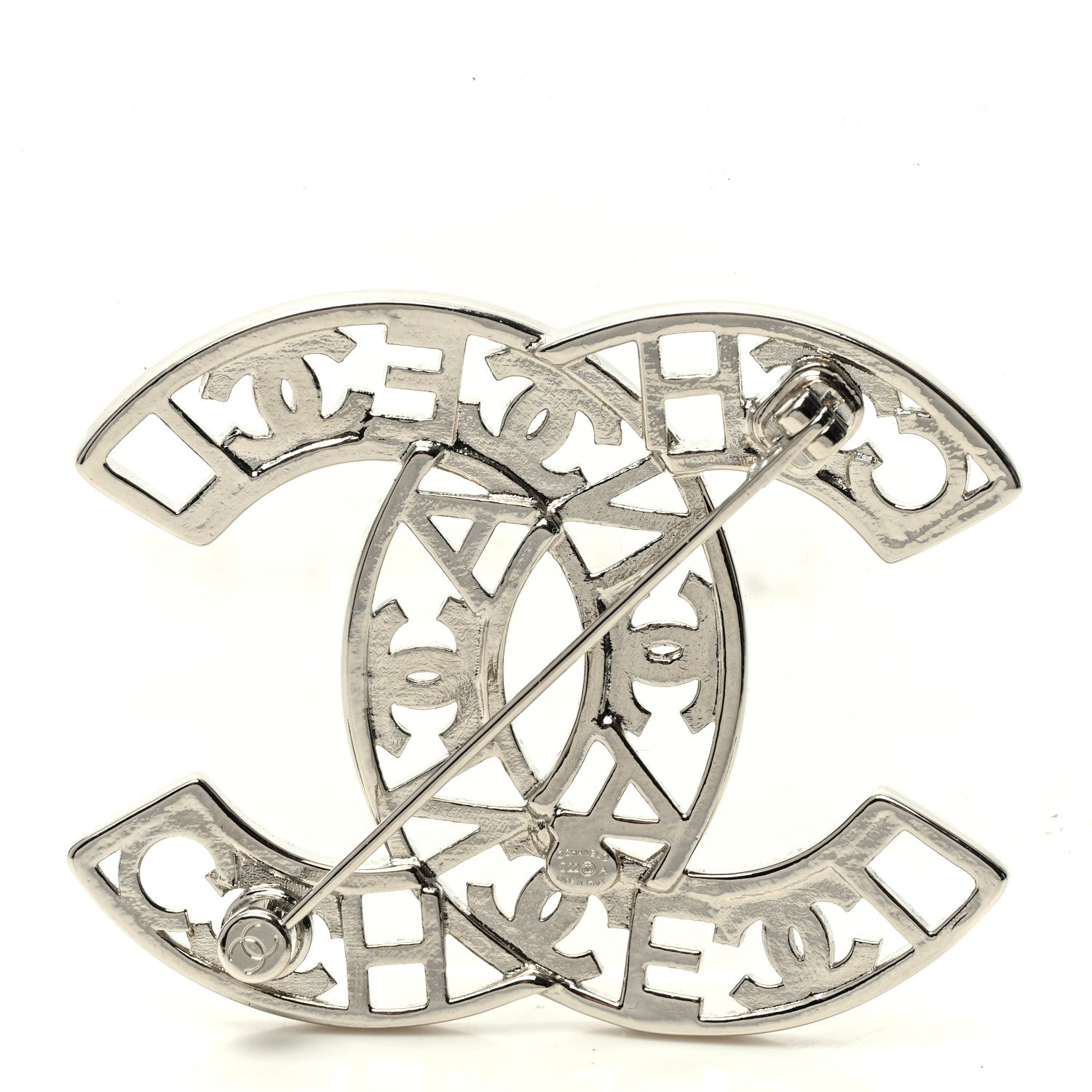 Chanel Crystal CC Brooch Silver 3 of 5
