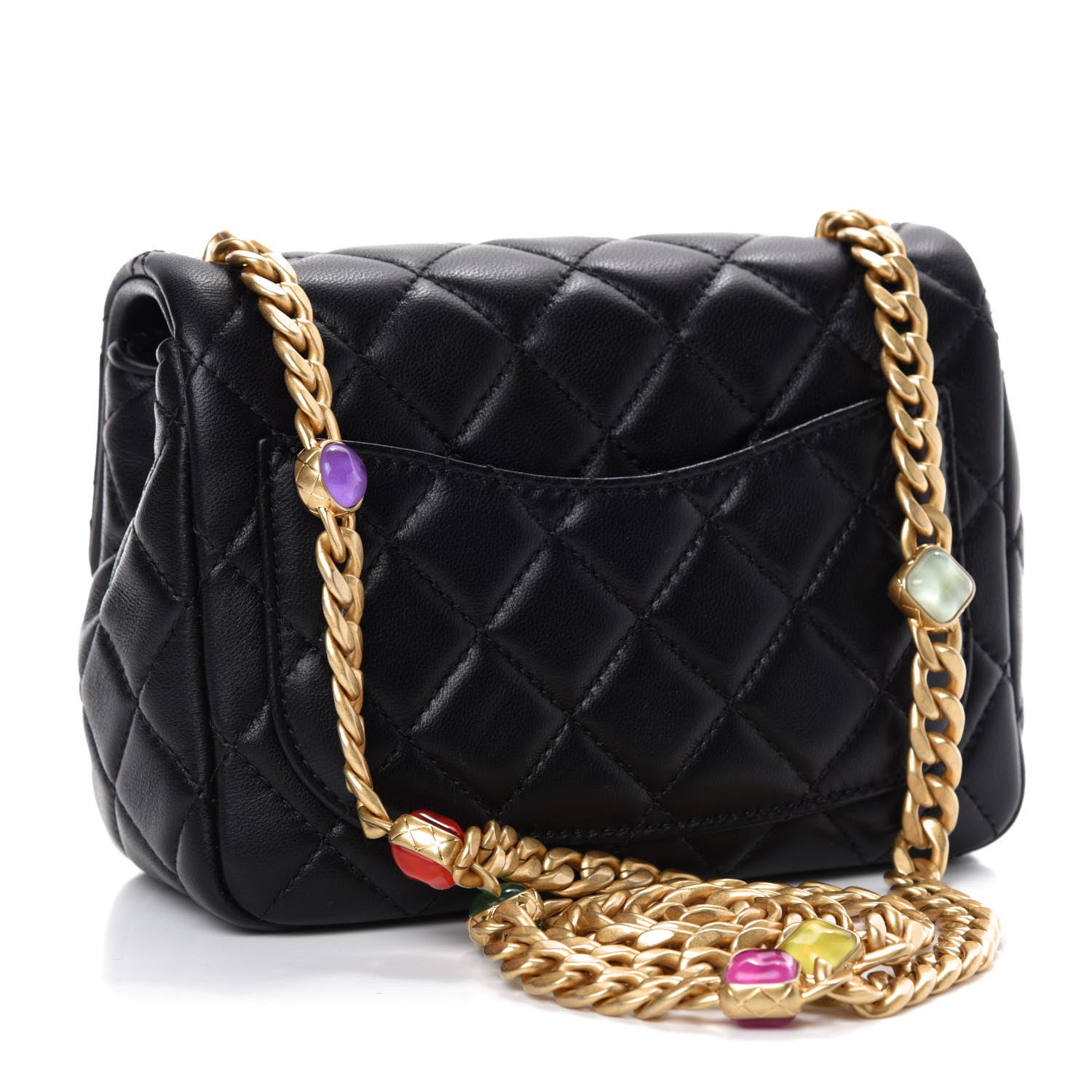 Chanel Lambskin Resin Quilted Mini Pearl Samba Square Flap Black 3 of 10
