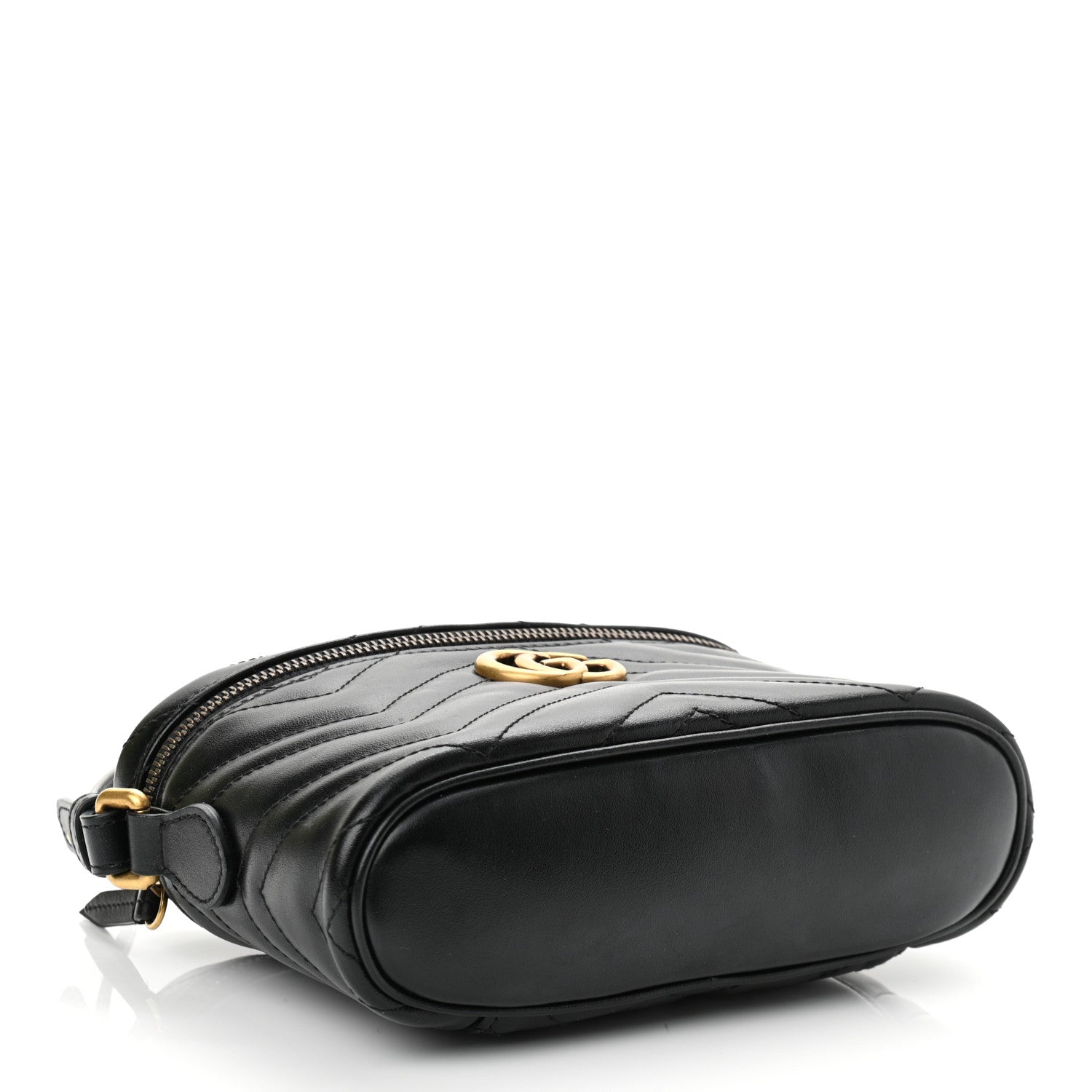 Gucci Calfskin Matelasse Mini GG Marmont Round Backpack Black 3 of 11