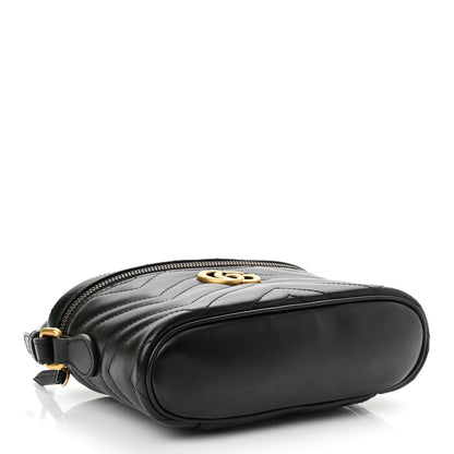 Gucci Calfskin Matelasse Mini GG Marmont Round Backpack Black 3 of 11