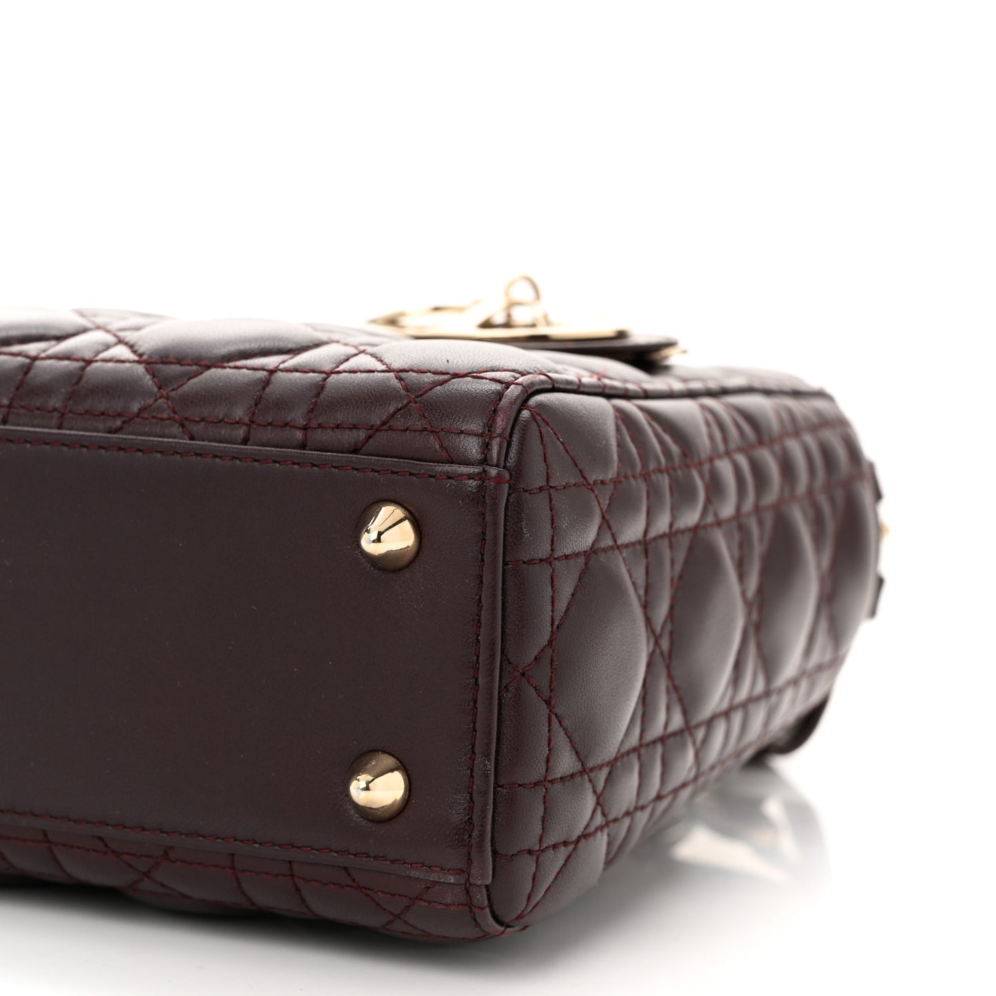 Lambskin Cannage Small Lucky Badges My Lady Dior Burgundy
