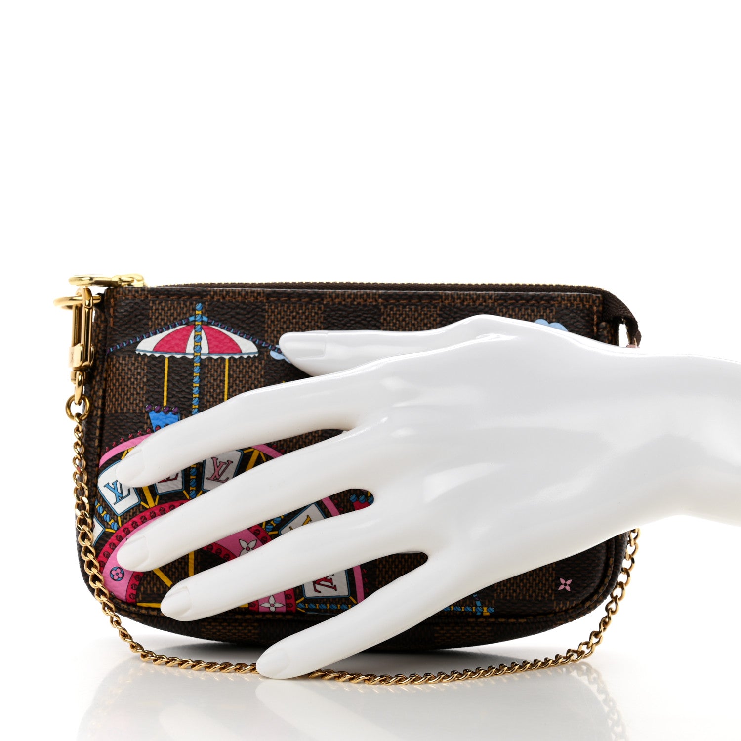 Louis Vuitton Damier Ebene 2020 Christmas Animation Big Wheel Mini Pochette Accessories Rose Ballerine 2 of 7