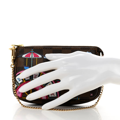 Louis Vuitton Damier Ebene 2020 Christmas Animation Big Wheel Mini Pochette Accessories Rose Ballerine 2 of 7