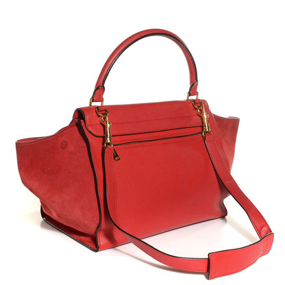 Celine Drummed Calfskin Suede Medium Trapeze Coquelicot 3 of 8