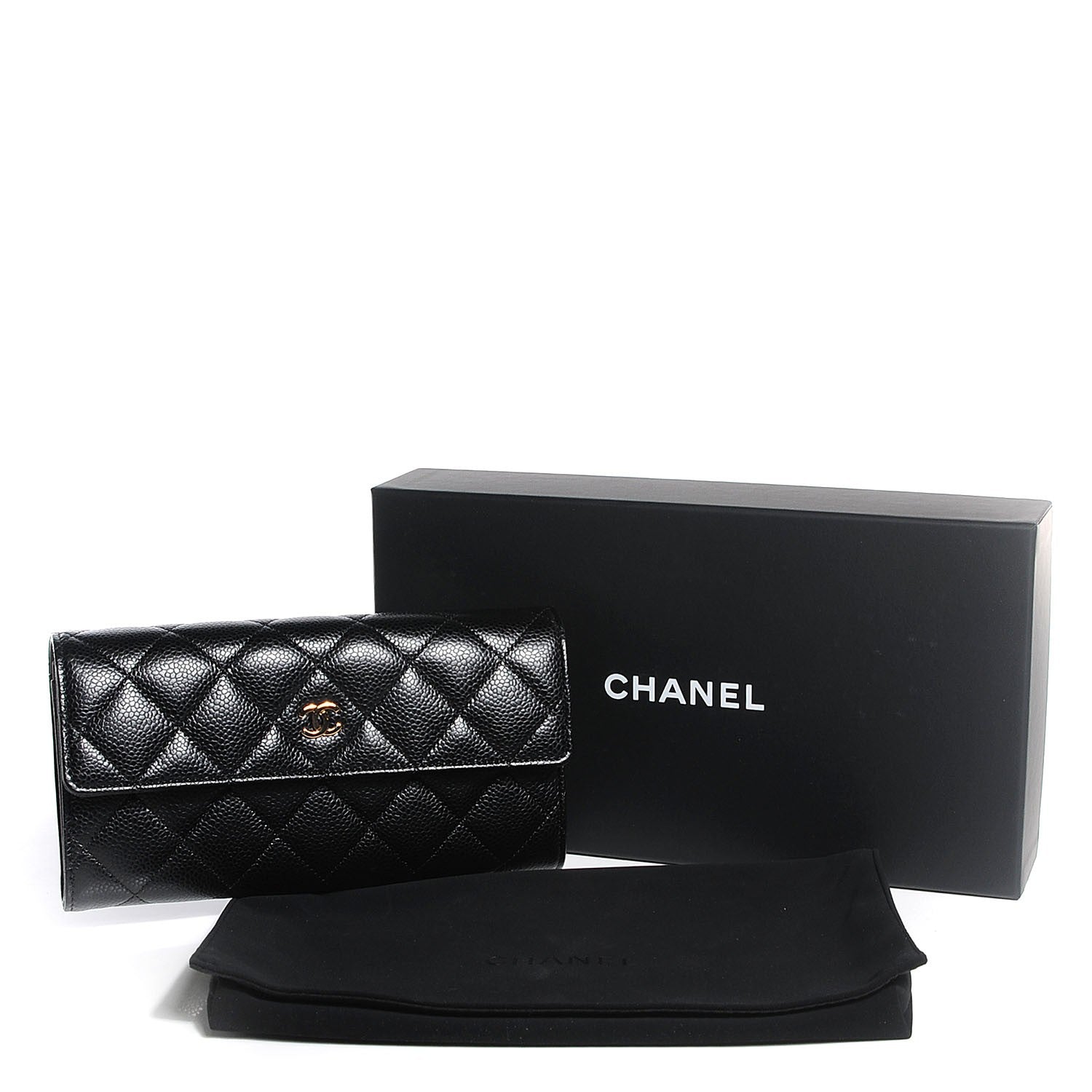 Chanel Caviar Quilted Large Gusset Flap Wallet Black 9 of 9