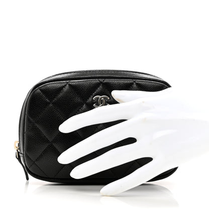 Chanel Caviar Quilted Small Curvy Pouch Cosmetic Case Black 2 of 8