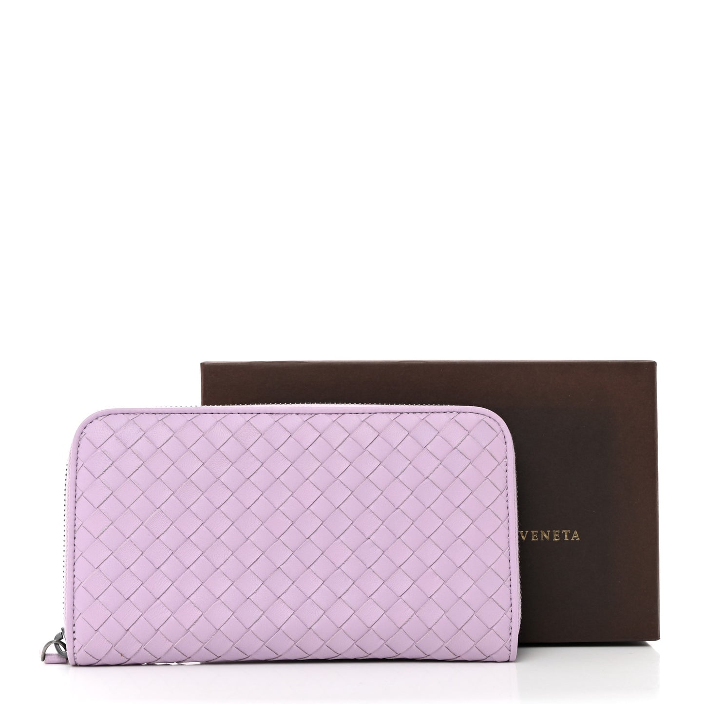 Nappa Intrecciato Zip Around Wallet Lilac