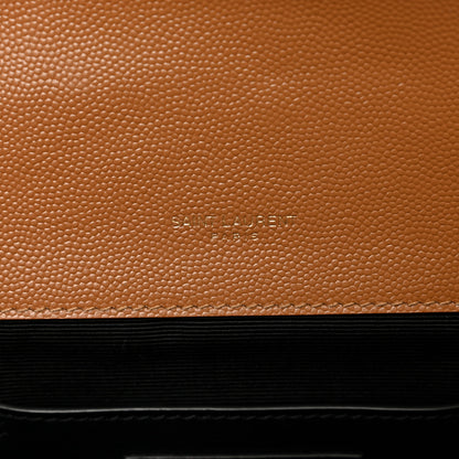 Saint Laurent Grain De Poudre Textured Mixed Matelasse Triquilt Small Monogram Satchel Dark Natural 6 of 11